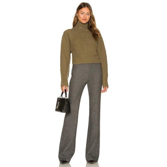 THEORY Sculpted Wool & Cashmere-Blend Sweater in Olive - Picture 2 of 4